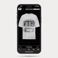 a white t - shirt is displayed on an iphone