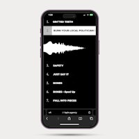 a black and white iphone displaying a music app