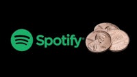 spotify's logo with a penny on top of it