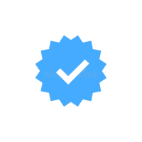 a blue check mark icon on a black background stock illustration